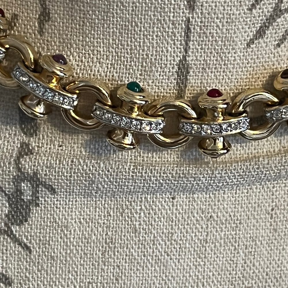 Luxurious Gold and Multicolor Gemstone Necklace - Picture 7 of 14